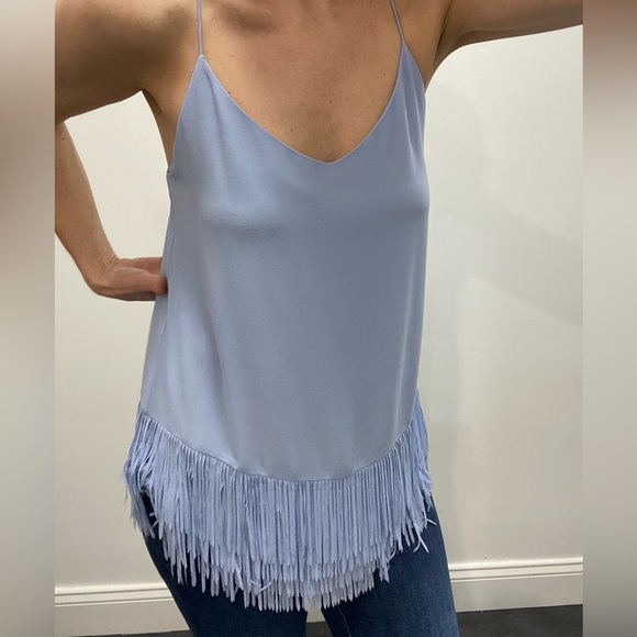 Naked Zebra baby blue cami with fringe - Picture 2 of 5